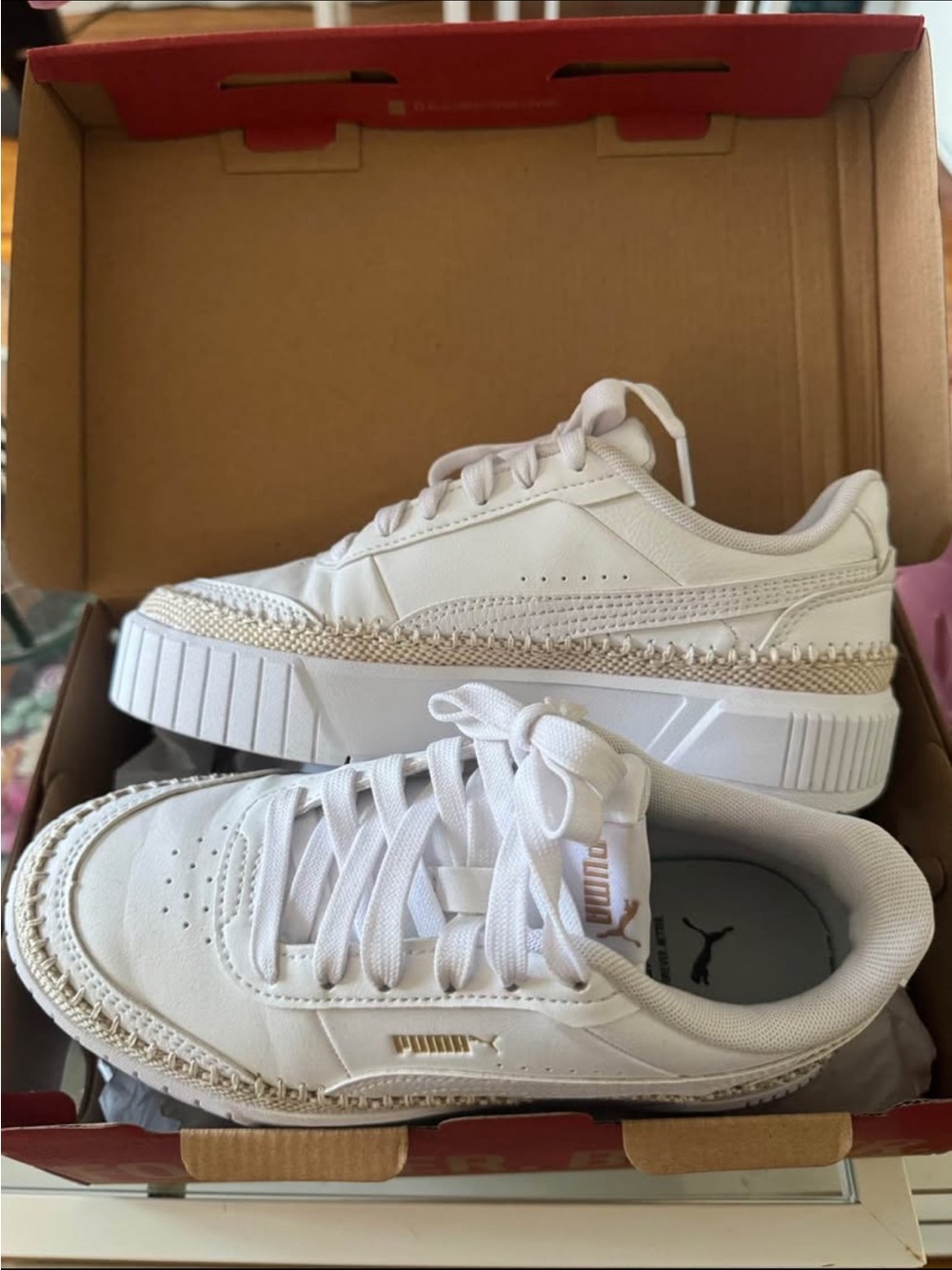 Puma White Platform Chain-Trim Women's Sneakers